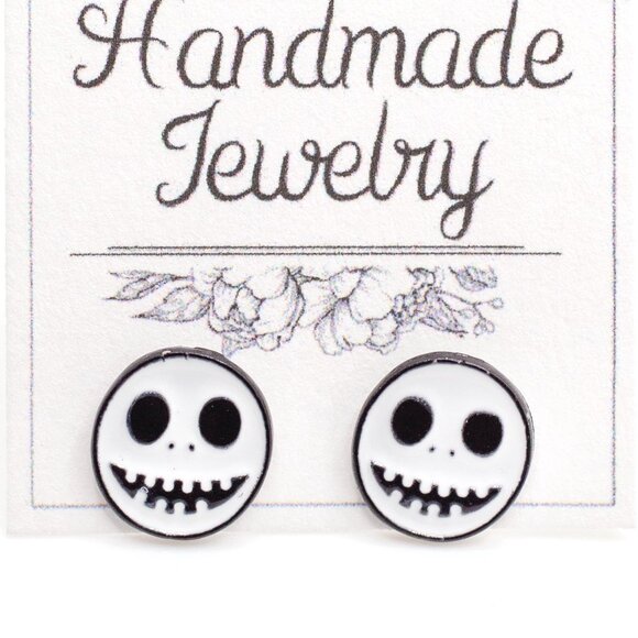 Handmade Nightmare Before Christmas Enamel Happy Jack Skellington Earrings, New - Picture 1 of 2